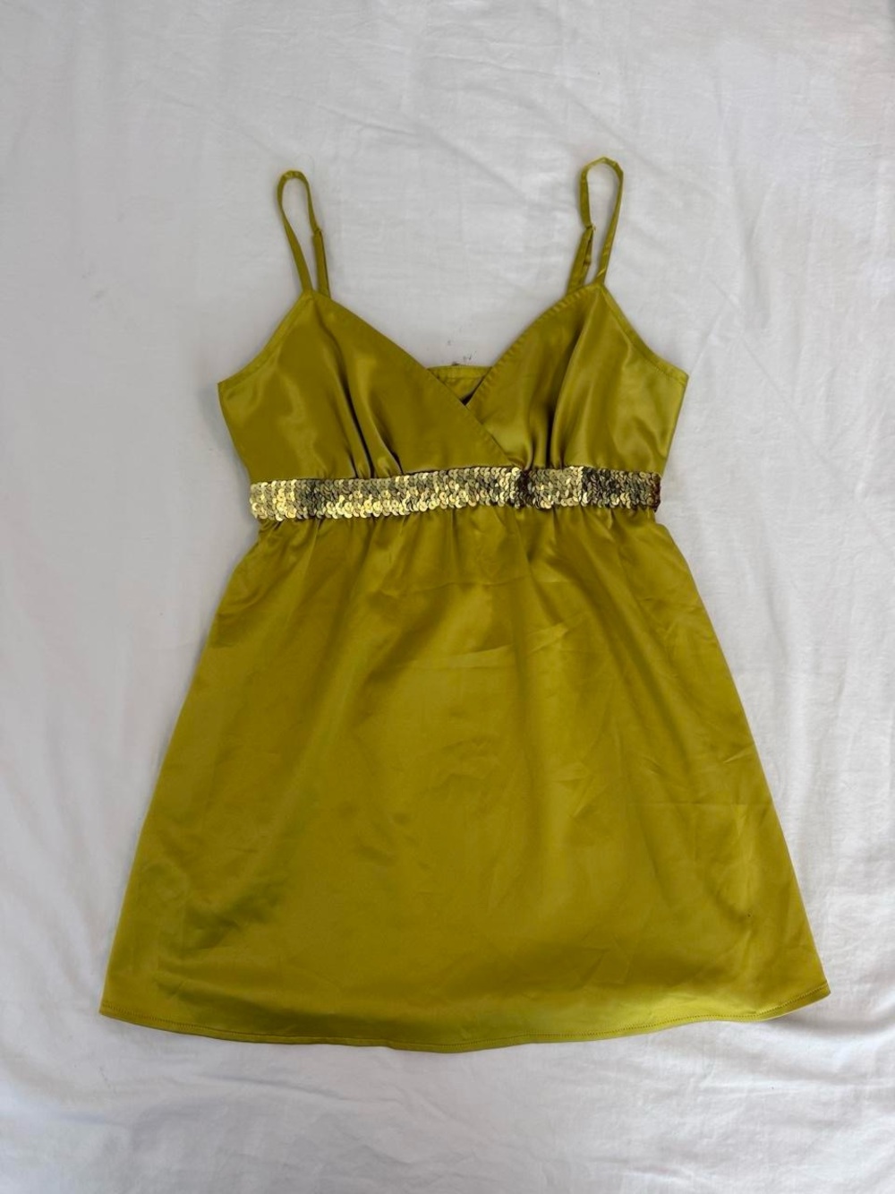 Express satin yellow Sequin-Trim cami